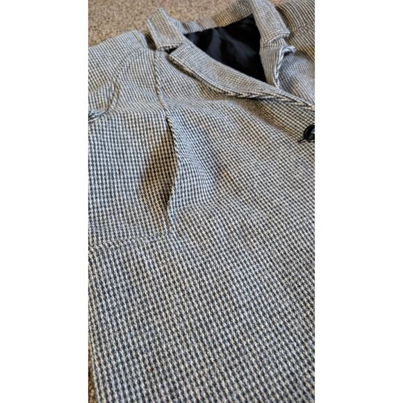 Vintage Gray Houndstooth Blazer Womens XL Raglan Sleeve High Welt Pockets - Picture 2 of 16